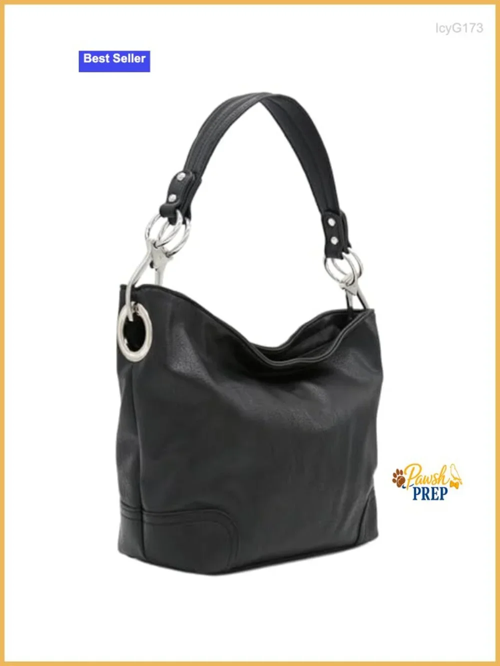 Hobo Shoulder Bag Faux Leather Zipper Closure Detachable Strap